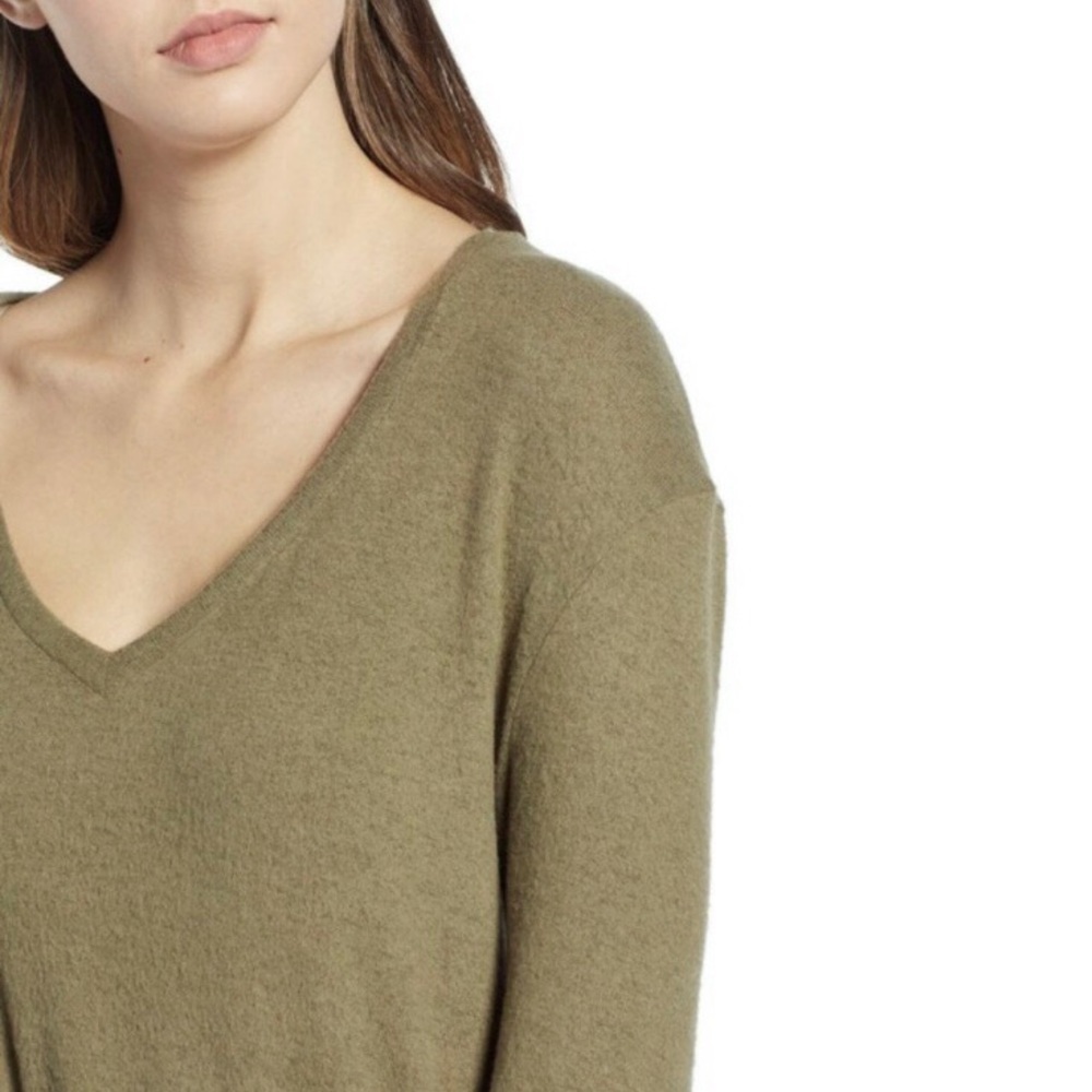 BP Nordstrom Olive V-Neck Rayon Sweater Relaxed Fit XXS - Picture 4 of 8